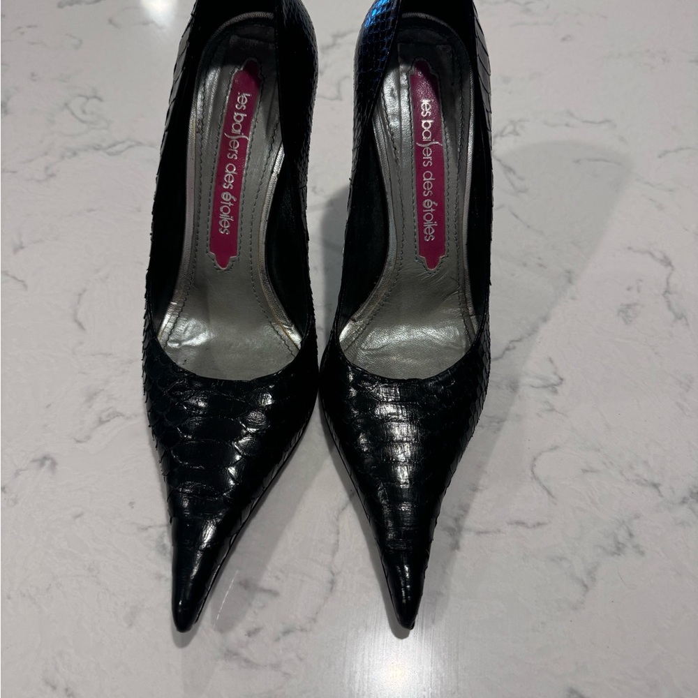 Black Textured Women's Heels